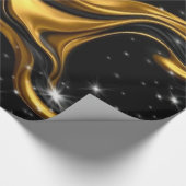 Luxury Designer Black & Gold Liquid Swirl Pattern Cadeaupapier (Hoek)