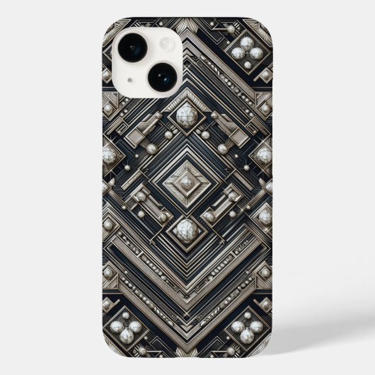 Luxury Diamond Cut Geometric Art Deco Pattern Gold Case-Mate iPhone Case (Achterkant)