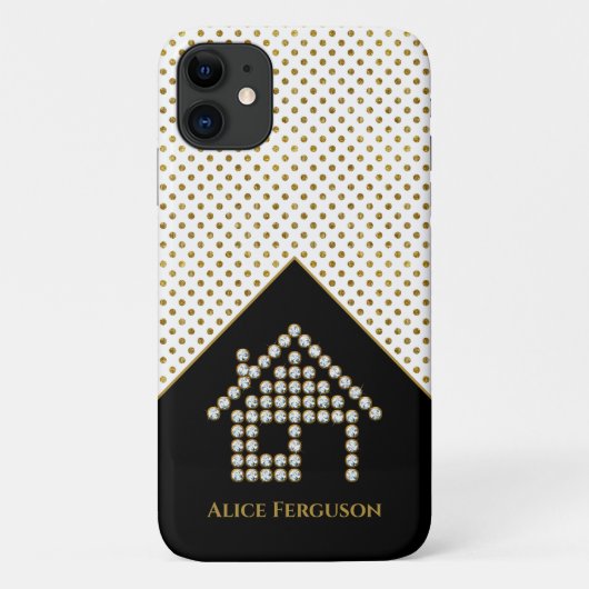 Luxury Diamond Home | Gold Polka Dots Case-Mate iPhone Case (Achterkant)