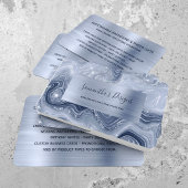Luxury Dusty Blue Marble Agate Glam Visitekaartje