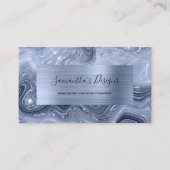 Luxury Dusty Blue Marble Agate Glam Visitekaartje (Voorkant)