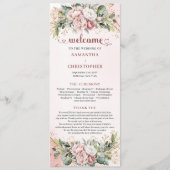Luxury Dusty Pink Floral Greenery Wedding Program Programma (Voorkant)