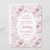 Luxury Dusty Pink French Toile Wedding Invitation (Devant)