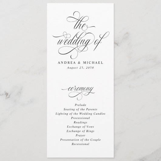 Luxury Elegant Calligraphy Wedding Programme Programma (Voorkant)