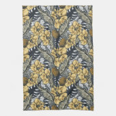 Luxury Elegant Gold N' Black Tropical Flowers Theedoek (Verticaal)
