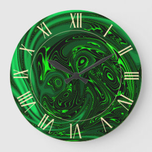 Luxury Elegant Green Dragon Horse Abstract Grote Klok