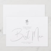 Luxury Elegant Grey Gorgeous Script Best Man Kaart (Voorkant / Achterkant)