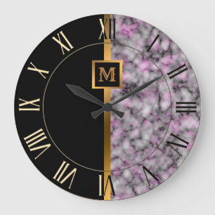 Luxury Elegant Modern Black Gold Marble Grote Klok