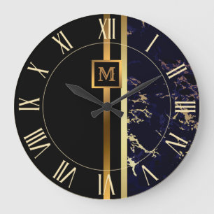 Luxury Elegant Modern Black Gold Marble Grote Klok
