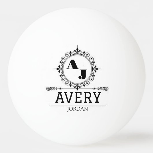 Luxury Elegant Monogram with Initials white Pingpongballen (Voorkant)