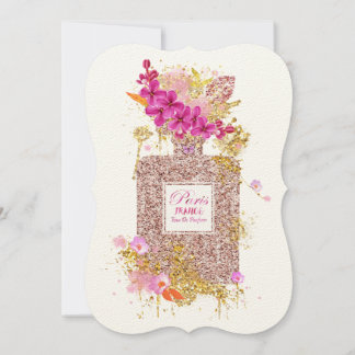 Luxury Elegant Pink Glitter Perfume Uitnodiging