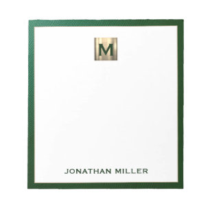 Luxury Emerald Gold Monogram Notitieblok