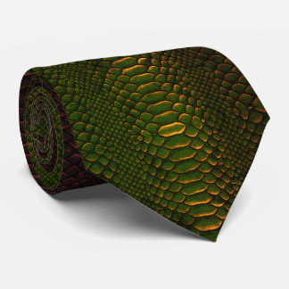 Luxury Emerald Green and Copper Snakeskin Texture Stropdas