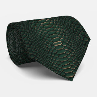 Luxury Emerald Green and Copper Snakeskin Texture Stropdas