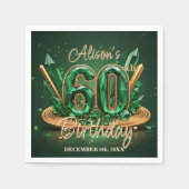 Luxury Emerald Green and Gold 60th Birthday Servet (Voorkant)