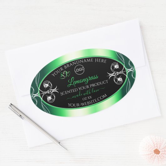 Luxury Emerald Green Black Product Label met Logo (Envelop)