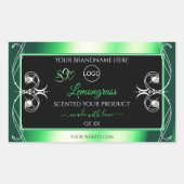 Luxury Emerald Green Black Product Label met Logo (Voorkant)