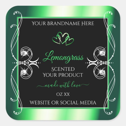 Luxury Emerald Green Black Product Labels diamante (Voorkant)