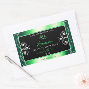 Luxury Emerald Green Black Product Labels diamante