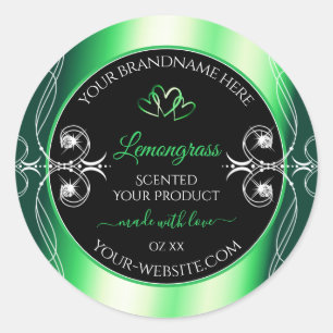 Luxury Emerald Green Black Product Labels diamante
