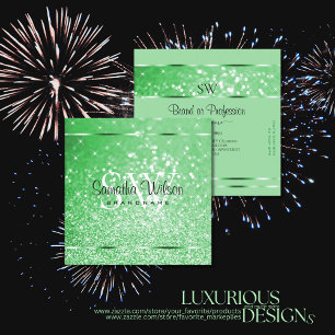 Luxury Emerald Green Glitter Stars met Monogram Vierkante Visitekaartje