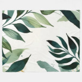 Luxury Emerald Green Gold Botanical Throw Blanket Fleece Deken (Voorkant (Horizontaal))
