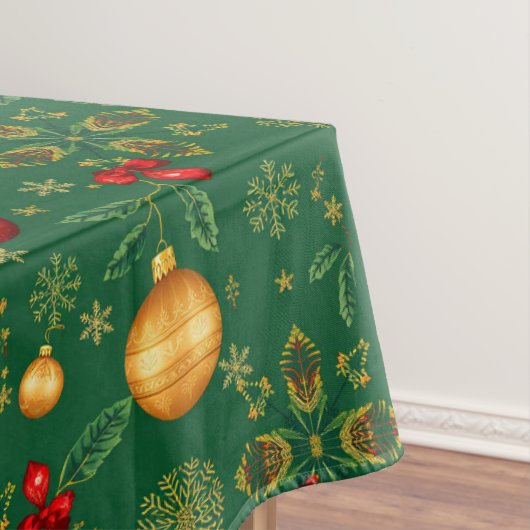 Luxury Emerald Green Gold Christmas Tablecloth Tafelkleed (Voorbeeld)