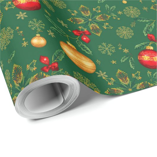Luxury Emerald Green & Gold Christmas Wrapping Pap Cadeaupapier (Rol Hoek)