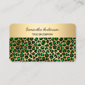 Luxury Emerald Green Gold Leopard Print QR Code Visitekaartje (Voorkant)