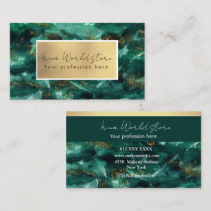 Luxury Emerald Green goudflake waterverf abstract Visitekaartje