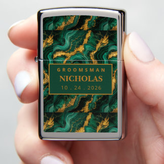 Luxury Emerald Malachite Gold Groomsmen Black Matt