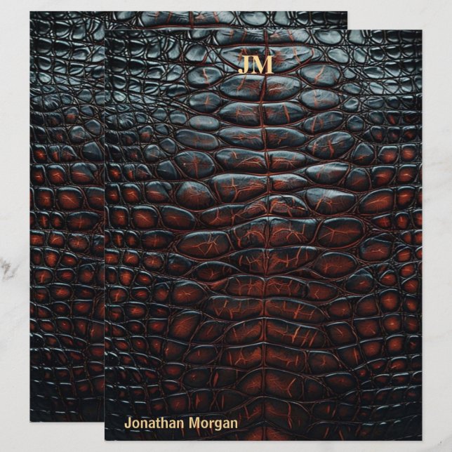 Luxury Executive Monogram Premium Leather  Briefhoofd (Voorkant / Achterkant)