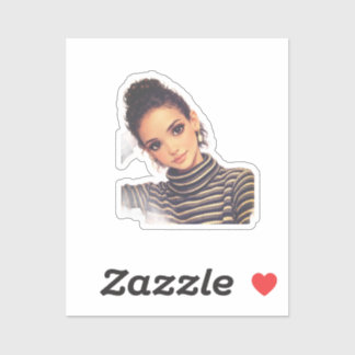 Luxury Fashion Doll – Elegant Porcelain Style  Sticker