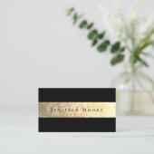 Luxury Faux Gold Leopard Texture Stripe Visitekaartje (Staand voorkant)