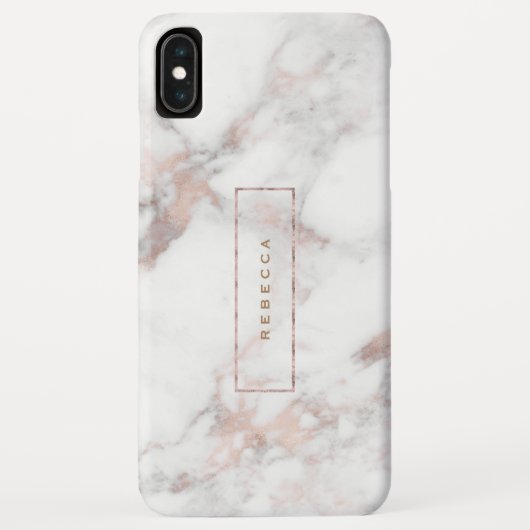 Luxury Faux Marble Roos-Gold Accents Monogram Case-Mate iPhone Case (Achterkant)