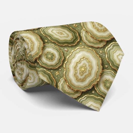 Luxury Faux Silk | Col cravate olivâtre + géode do (Roulé)