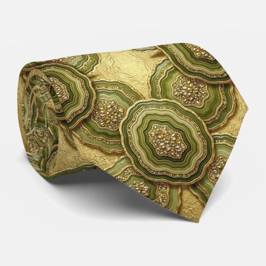 Luxury Faux Silk | Col cravate olivâtre + géode do (Roulé)