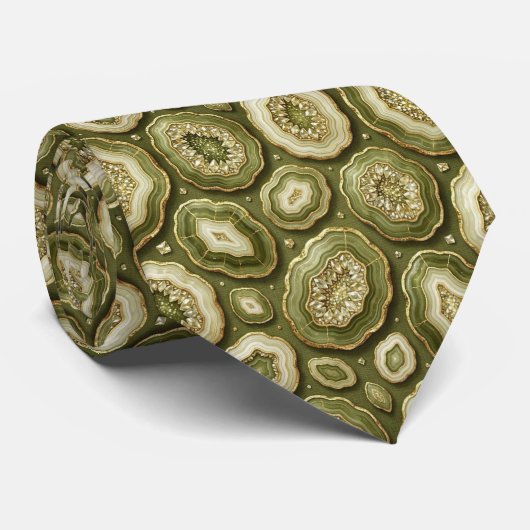 Luxury Faux Silk | Col cravate olivâtre + géode do (Roulé)