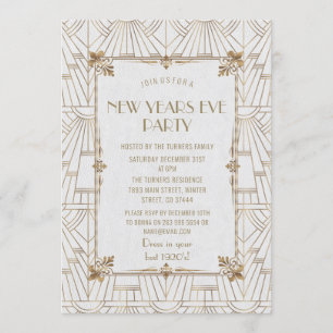 Luxury Fleur-de-Lis Gold Art Deco Nieuwjaar Kaart