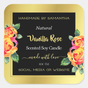 Luxury Floral Gold Black Product Packaging Labels
