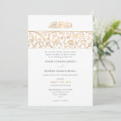Luxury Floral Gold & White Islamic Muslim Wedding Kaart (Staand voorkant)