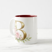 Luxury Floral Monogram Letter B Mug Elegant Gold (Devant gauche)