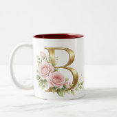 Luxury Floral Monogram Letter B Mug Elegant Gold (Gauche)