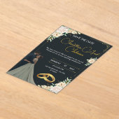 Luxury Floral Save Acrylic Wedding Invitation (Poser)