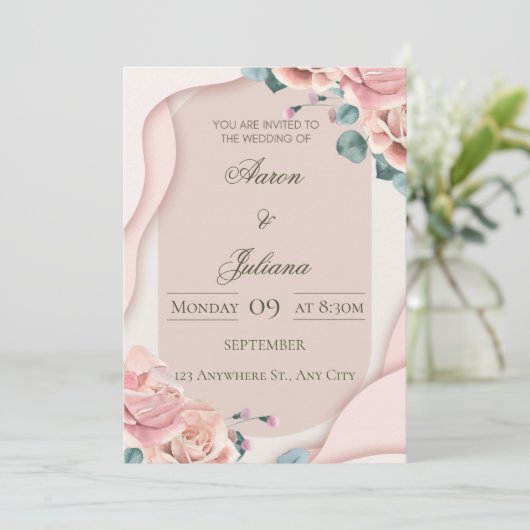 Luxury Floral Wedding Invitation (Debout devant)