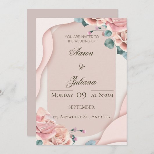Luxury Floral Wedding Invitation (Devant / Derrière)