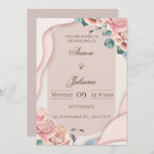 Luxury Floral Wedding Invitation Kaart (Voorkant / Achterkant)