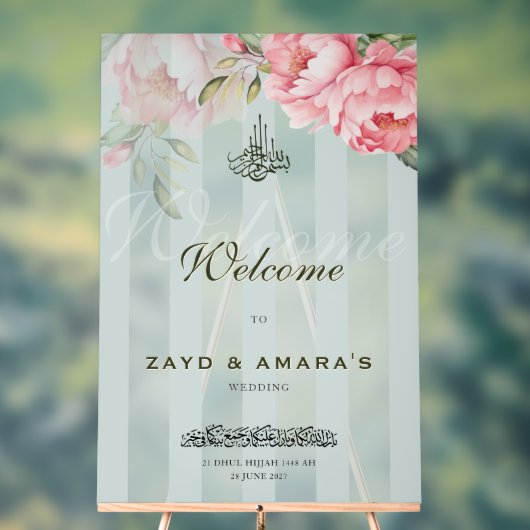 Luxury Floral Wedding Welcome Acrylic Sign (Neutre)