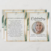 Luxury Foliage Gold Celebration of Life Programme (Voorkant / Achterkant)