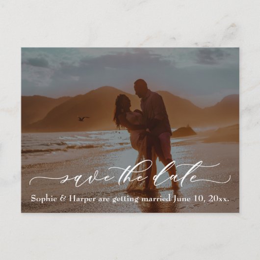 Luxury Font Typografie Romantic Beach foto Briefkaart (Voorkant)